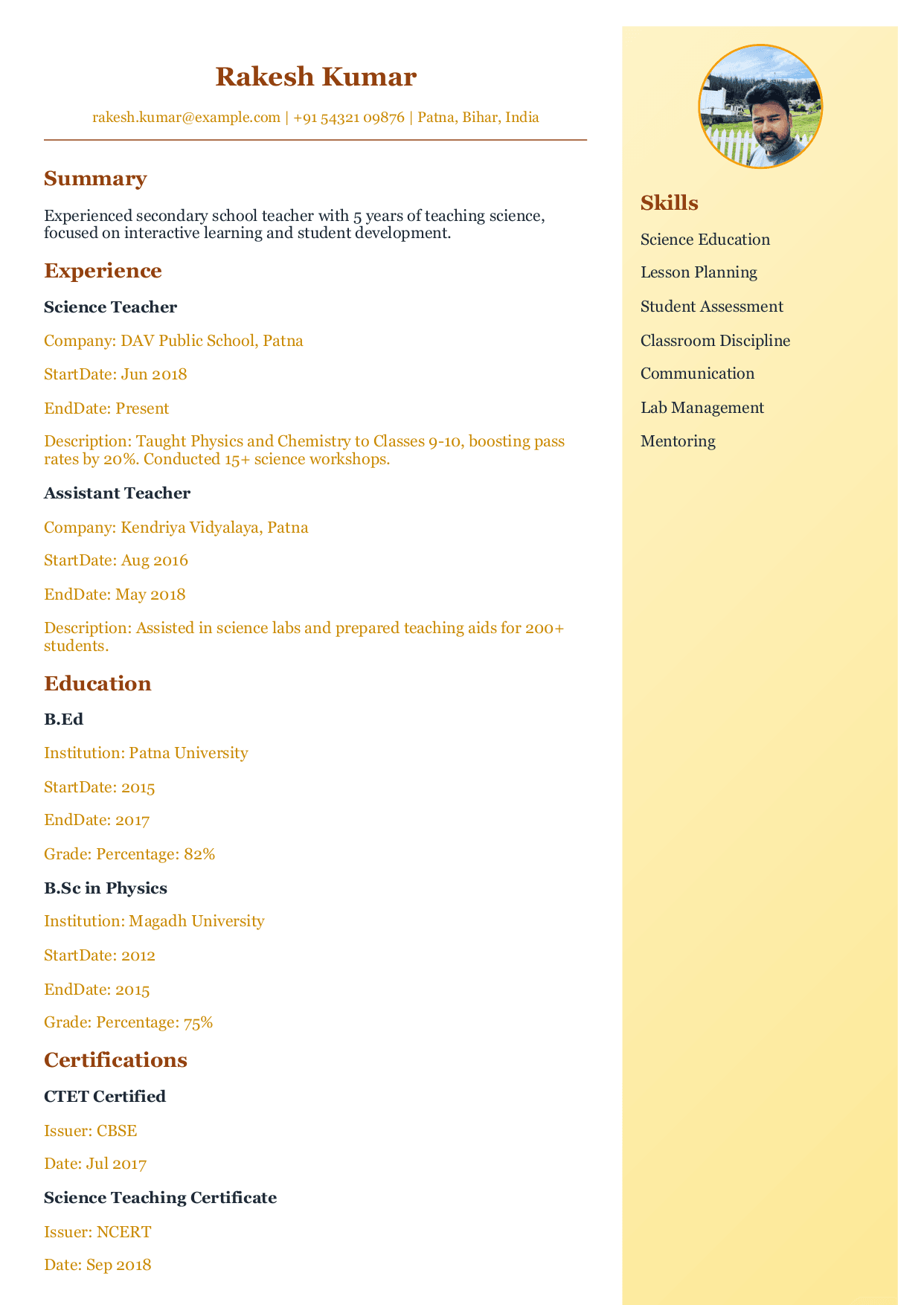 Teacher (Right Sidebar)